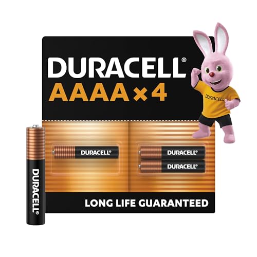 Duracell AAAA Pile alcaline 1,5V, Lot de 4 (LR8D425), conçues pour Une Utilisation dans Les stylos numériques, dispositifs médicaux et lampess