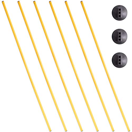 image for Crown Sporting Goods 6 Agility Poles with 3 Bases - Highly Visible, Ye