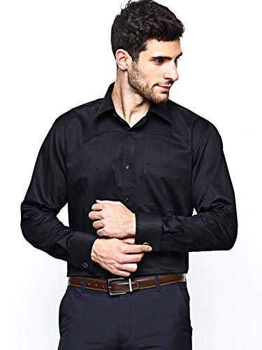 Image of Hancock Solid Pure Cotton Slim Fit Shirt Black
