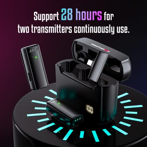 2 Pack Wireless Lavalier Microphone For Android Phone, Noise Reduction Lapel Microphone Wireless With Charging Case, 164Ft Omnidirectional Lav Mic For Video Recording, Vlogging, Youtube, Interview #TOP5