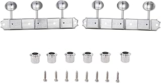 Premium 3-per-side On-a-Plate 3x3 Vintage Guitar Tuners Tuning Machines Tuning Keys for Gibson/Epi LP JR Metal Oval Button Chrome