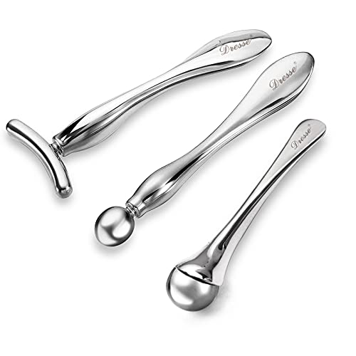 3PCS Mini Metal Eye Cream Roller Wand, Metal Eye Cream Applicator Wand Stick, Massage Tool for Face, Reduce Puffiness (Silver)