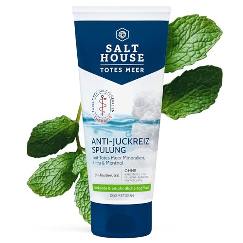 Salthouse Totes Meer Therapie Anti-Juckreiz Spülung, enthält Urea und Panthenol, für geschmeidiges Haar, bei juckender und empfindlicher Kopfhaut, vegan 200ml