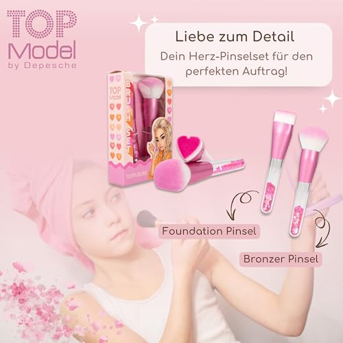 TOPModel Gesichtsroller Set BEAUTY and ME + TOPModel Pinselset Herz BEAUTY and ME - Pflege & Beauty für strahlende Haut und makelloses Make-up