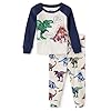 The Children's Place Baby Boys' and Toddler Long Sleeve Top and Pants Snug Fit 100% Cotton 2 Piece Pajama Set, Dino Sketches