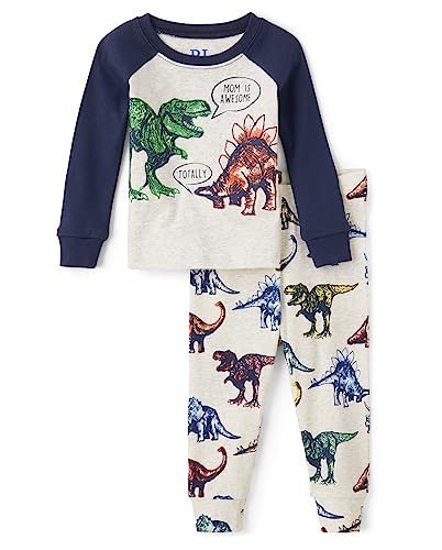 La Mejor Lista de Pijamas dos piezas para Niño los más recomendados. 42 The Children's Place - Conjunto de Pijama de 2 Piezas de Manga Larga para bebés y niños pequeños, Ajuste cómodo, 100% algodón, Bocetos de Dino, 5 Años