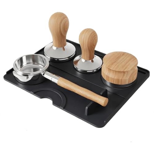 Image of Espresso Tamping Mat, Coffee Tamper Mat, Espresso Mat for Counter, Silicone Tamper Mat, Food-grade, Non-Slip, Waterproof, Heat Resistant (Black, 9.84''x7.87'')