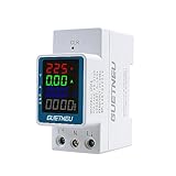 GUETNEU Color Digital Display Energy Meter Multifunction Tester Rail-Mounted Meter GT2P-E, 80270V AC, 0100A, 025KW, 50/60Hz. Measurement of Volts, Amps, Watts, Hertz, PF and Kilowatt-Hours