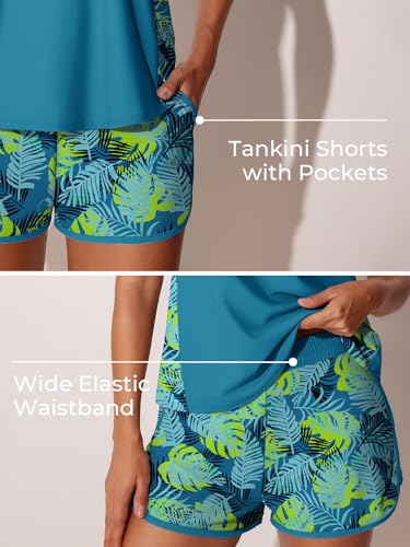 Image of Summer Mae Blouson Tankini Swimsuits for Women 2026 Tummy Control Two Piece Bathing Suits with Sporty Pockets Swim Shorts