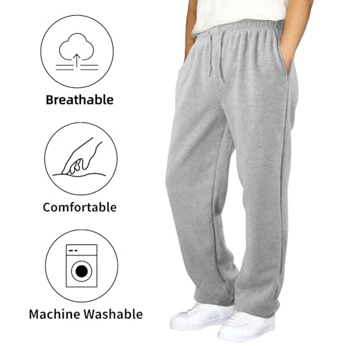 Boys Baggy Cargo Sweatpants Straight Wide Leg Open Bottom Drawstring Elastic Waist Workout Athletic Joggers Sweat Pants2
