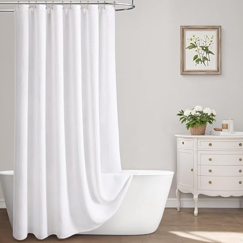 Extra Long Waffle Weave Shower Curtain Cotton...