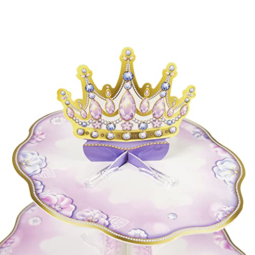 Purple Cupcake Stand For Girls Birthday Party Decorations Lavender Floral Crown Theme Coming Of Age Quinceanera Party Cake Serving Tray Princess Wedding Bridal Baby Shower Party Supplies #TOP4