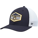 47 MLB Burgess Adjustable Snapback Mesh Trucker Hat, Adult One Size Fits All (Milwaukee Brewers)