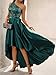 Fodebu Green One Shoulder Cocktail Prom Sequin Dresses Satin Formal Wedding Guest Dresses High Low Hem Sleeveless Homecoming Dress, S