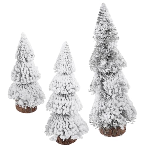 Árbol de Navidad pequeño de madera y nieve artificial para regalar 2