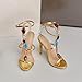 Kluolandi Jewelled Strappy Gold Heels for Women Open Toe Ankle Strap Gladiator Stiletto Heeled Sandals for Party Wedding Size 7