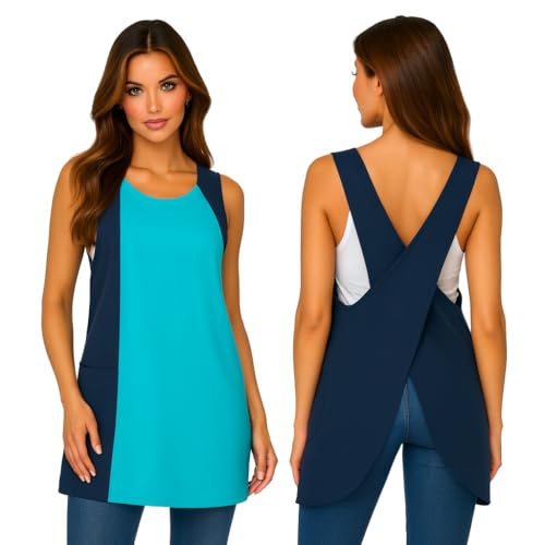 Didart Handmade Delantal Cocina Mujer, Bata Trabajo Mujer, Babi Escolar Infantil, Resistente al agua y manchas.Cruzado, Delantales Originales con 2 Bolsillos, Bata Maestra, Babis Maestra, Bicolor.