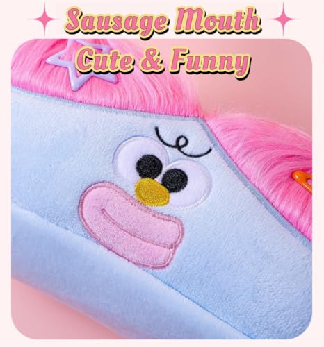 Image of XZR Cute DIY Pen Bag Case Box Stocking Stuffers Cute Creative Long Hair Doll Colorful Cartoon Large Capacity Zipper Organizer Storage Bag Box Nice Gift (Blue)
