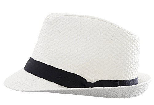 Simplicity Men/Women's Summer Vintage Straw Fedora Hat, White L/Xl #TOP4