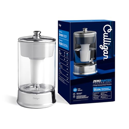 Image of Culligan with ZeroWater Technology 40-Cup Glass Water Filter Dispenser - Includes 5-Stage Advanced Water Filter, Certified to Reduce Lead, Total PFAS (Forever Chemicals), Fluoride, and Chlorine