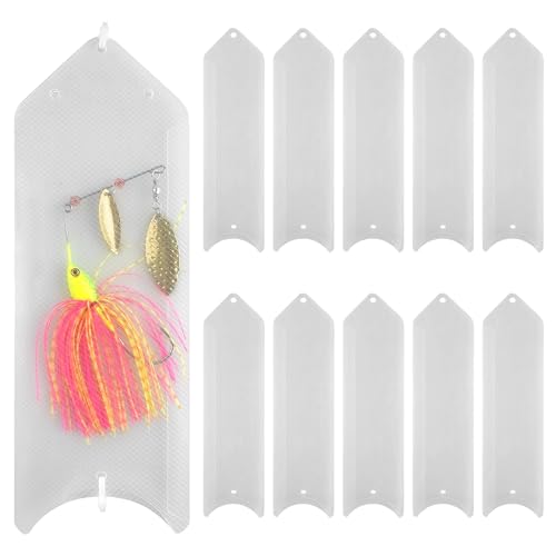 JOGFFDE Fishing Lure Wraps 10 Packs Clear Lure Covers Keeps Fishing Safe Easily See Lures Hook Covers Bait Storage Protector Keep Fishermen Safe from Sharp Hook(Large-10Packs)