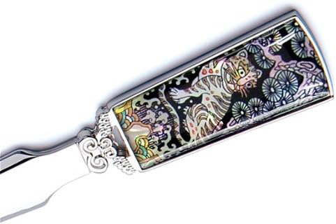 Mother of Pearl Tiger and Pine Tree Design Metal Steel Knife Office Sword Blade Hand Envelope Gift Letter Opener
