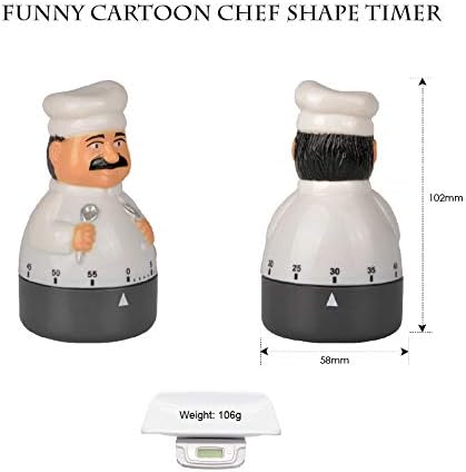 Jayron Count Down Timer, Mechanical 60 Minute Countdown Timer, Chef Shaped Alarm Clock - Image 4