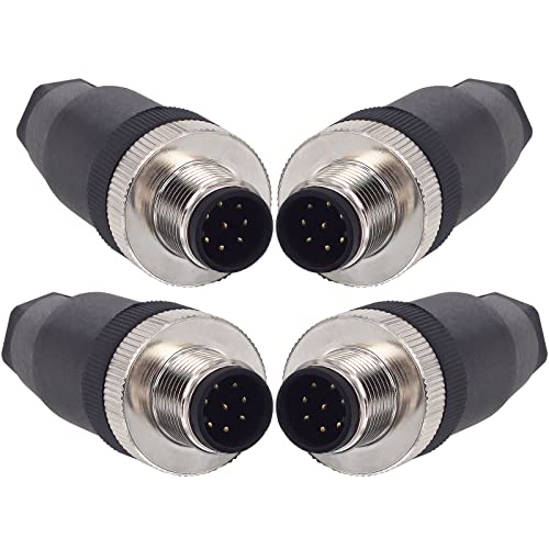 Aviation Connector Plug,Lonlonty 4 Pcs 12mm 8 Pin Thread Male Socket Panel Aviation Wire Connector IP67 M12 8 Pin Circular Aviation Connector Plug