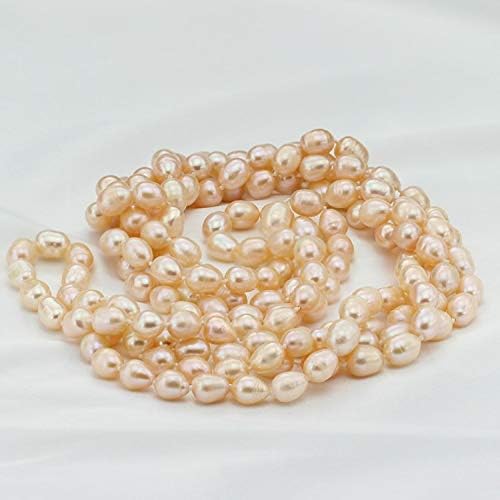 TreasureBay Women's Long Pearl Necklace, Pink - Image 3