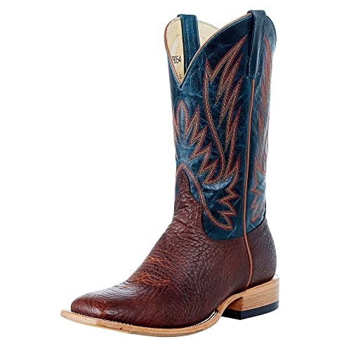 Anderson Bean Men`s Top Hand Cowboy Comanche Shrunken Shoulder 13` Navy Explosion Top Boot Brown 10.5 EE