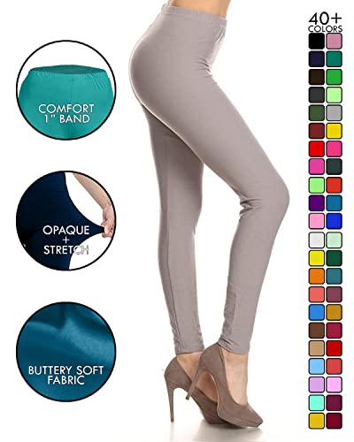 Image of Leggings Depot Women's High Waist Leggings Soft 1 inch Waistband Solid Pants - Regular, Plus, 1X3X, 3X5X