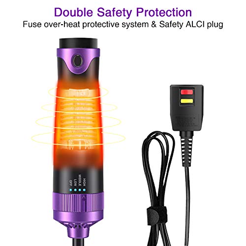 1000W 2 in 1 Hair Dryer Brush, Interchangeable Ceramic Tourmaline Ionic Hot Air Brush, 3 Heat / 2 Speed Settings Hair Volumizer and Dryer for Drying / Straightening / Curling