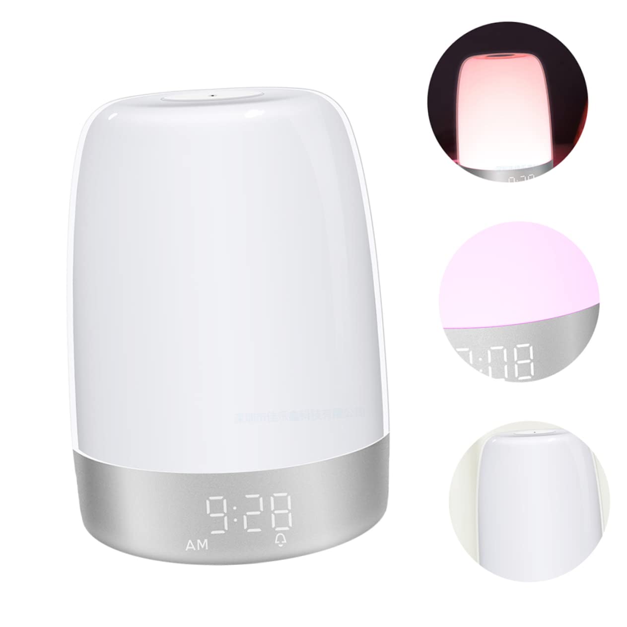 PRETYZOOM Réveil Lampe de Chevet LED Tactile Blanc Minuterie