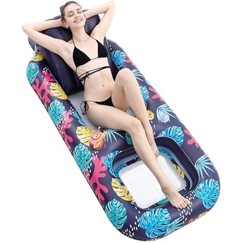 HYRIXDIRECT Large Pool Lounger Floats - Inflatable Pool Chair Floating for Adult Pool Floaties and Recliner with Backrest for Lake Float Beach Party Cover