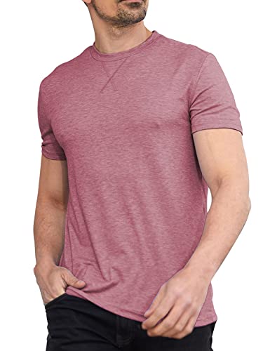 Oftalle Men Soft T-Shirt Casual Short Sleeve Lightweight Basic Tee Shirts Big & Tall Red