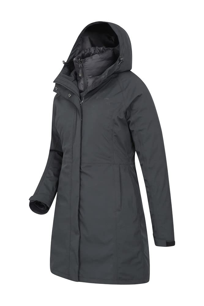Mountain Warehouse Alaskan Veste Longue 3 en 1 pour Femme - Manteau de Pluie Chaud, Imperméable Doublure Polaire Amovible pour Dame - Sport, Printemps été, en plein air