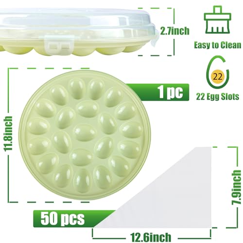 Hansgo HH0249 Deviled Egg Platter With Lid, Round Egg Containers thumb #1