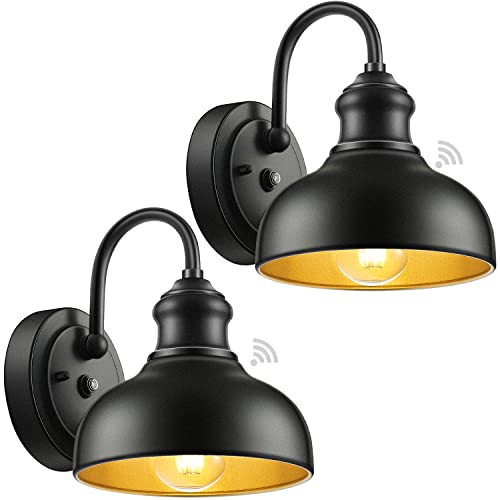 Vianis 2-Pack Outdoor Wall Sconce With Dusk To Dawn Sensor, Modern Exterior Gooseneck Barn Light Fixture, Waterproof Farmhouse Outdoor Lights Garage Lantern, Anti-Rust Exterior Lights For Front Porch #TOP18