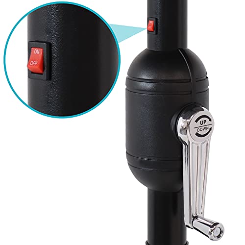 Sunnydaze 9-Foot Outdoor Patio Market Umbrella With Solar Led Lights, Crank And Push Button Tilt - Backyard, Garden, Pool And Deck Shade - Aluminum Pole And Polyester Canopy - Red #TOP5