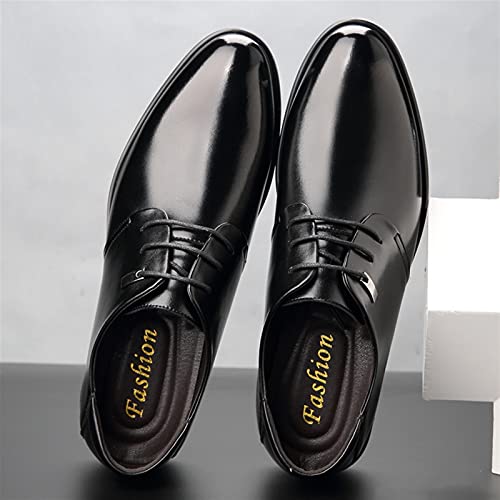 Battle Men Men's Height Increasing Elevator Shoes -2.4 Inches Taller Formal Dress Shoes Genuine Leather Pointed Toe Block Heel Solid Color Formal Men2