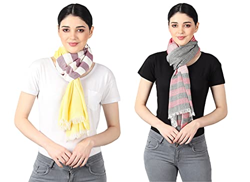 Image of Flyer Women's stole /scarf Colour- Yellow & Purple & Blue & Grey & Purple & Pink soft viscose ethnic scarves pack of 2 ST-08-ALL