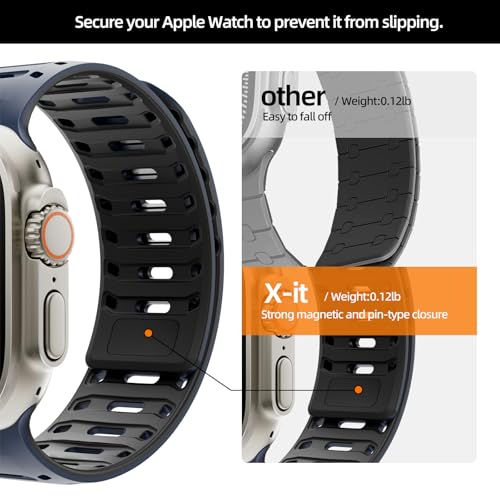 Image of X-it Magnetic Watch Band for Apple Watch Ultra 49mm, 46mm /45mm /44mm, Silicone Sport Strap with Strong Magnet for Men and Women, Compatible with Apple Watch Series 11 /10 /9 /8 /7 /6 /5 /4 /3 /2 /1 and SE