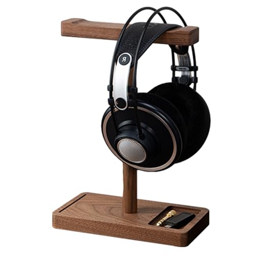 Générique Kopfhörerständer – Kopfhörerhalter aus Holz für den Schreibtisch – Kopfhörerhalter aus schwarzem Holz aus Walnuss aus Walnuss, Halterung für -Headset,...