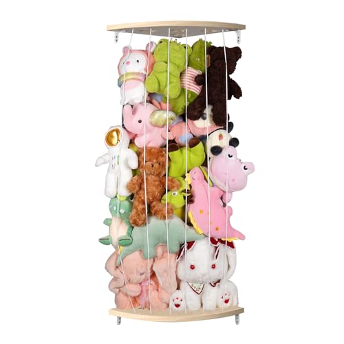 GUIGUZI Organizer per animali di peluche, Organizzatore da appendere alla cameretta dei bambini, Borsa Portaoggetti da Appendere Parete, in legno, per cameretta dei bambini