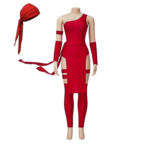 Motos, Toy Movie Elektra Disfraz de cosplay para mujer, traje de batalla rojo sexy, disfraz de superhéroe Elektra Natchios, disfraz de Halloween (XL, rojo)