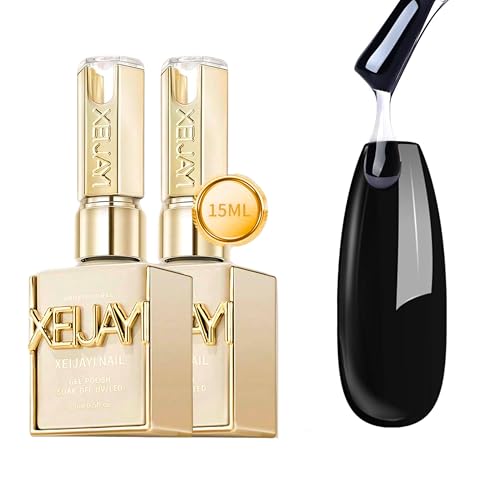 Xeijayi -15ml Gel Top Coat Set - Glass Shine & Rubber Top - Soak-Off UV/LED - High-Gloss Finish Strengthening Quick Cure Long-Lasting Chip-Resistant - Professional & DIY Manicure (2 Transparent)