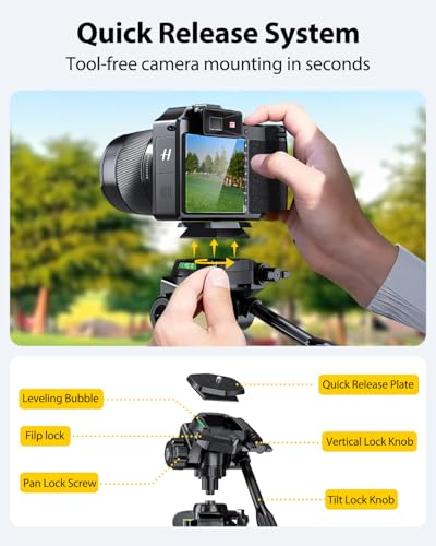 UBeesize 67” Camera Tripod with Travel Bag, Cell Phone Tripod with Bluetooth Remote and Phone Holder, Compatible with All Cameras, Cell Phones, Projector, Webcam, Spotting Scopes