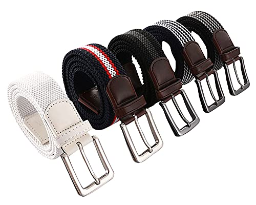 Men Women Elastic Braided Belt Stretch Woven Belt with Buckle2