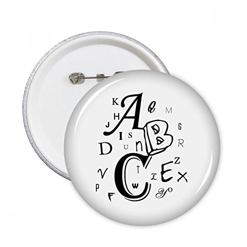 Badge bouton cadeau original avec lettres ABC en lot de 5 broches rondes