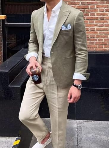 Mens Causal Linen Blazer Slim Fit Jacket 2 Button Summer Wedding Prom Blazer for Men4
